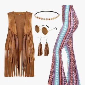 SPOOKTACULAR Creations HIPPIE 70s  women costume Halloween size L NEW